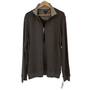 Van Heusen NWT Spectator Brown/Heather 1/4 Zip Pop Over LS top Men's Large